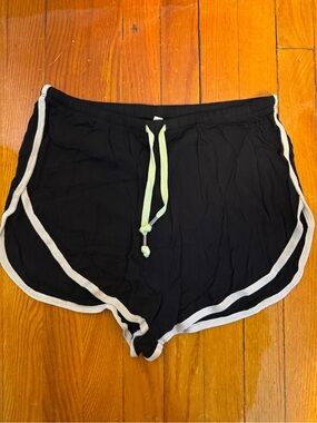 NWOT Free People Black Women’s Athletic Lounge Shorts with Lime Green Trim